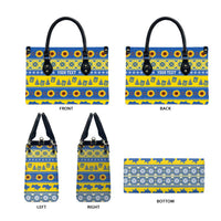 Ukraine Christmas Leather Bag Tryzub With Map Folk Pattern - Wonder Print Shop