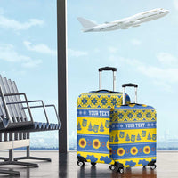 Ukraine Christmas Luggage Cover Tryzub With Map Folk Pattern - Wonder Print Shop
