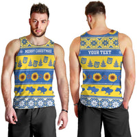 Personalised Ukraine Christmas Men Tank Top Tryzub With Map Folk Pattern - Wonder Print Shop