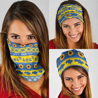 Ukraine Christmas Neck Gaiter Tryzub With Map Folk Pattern - Wonder Print Shop