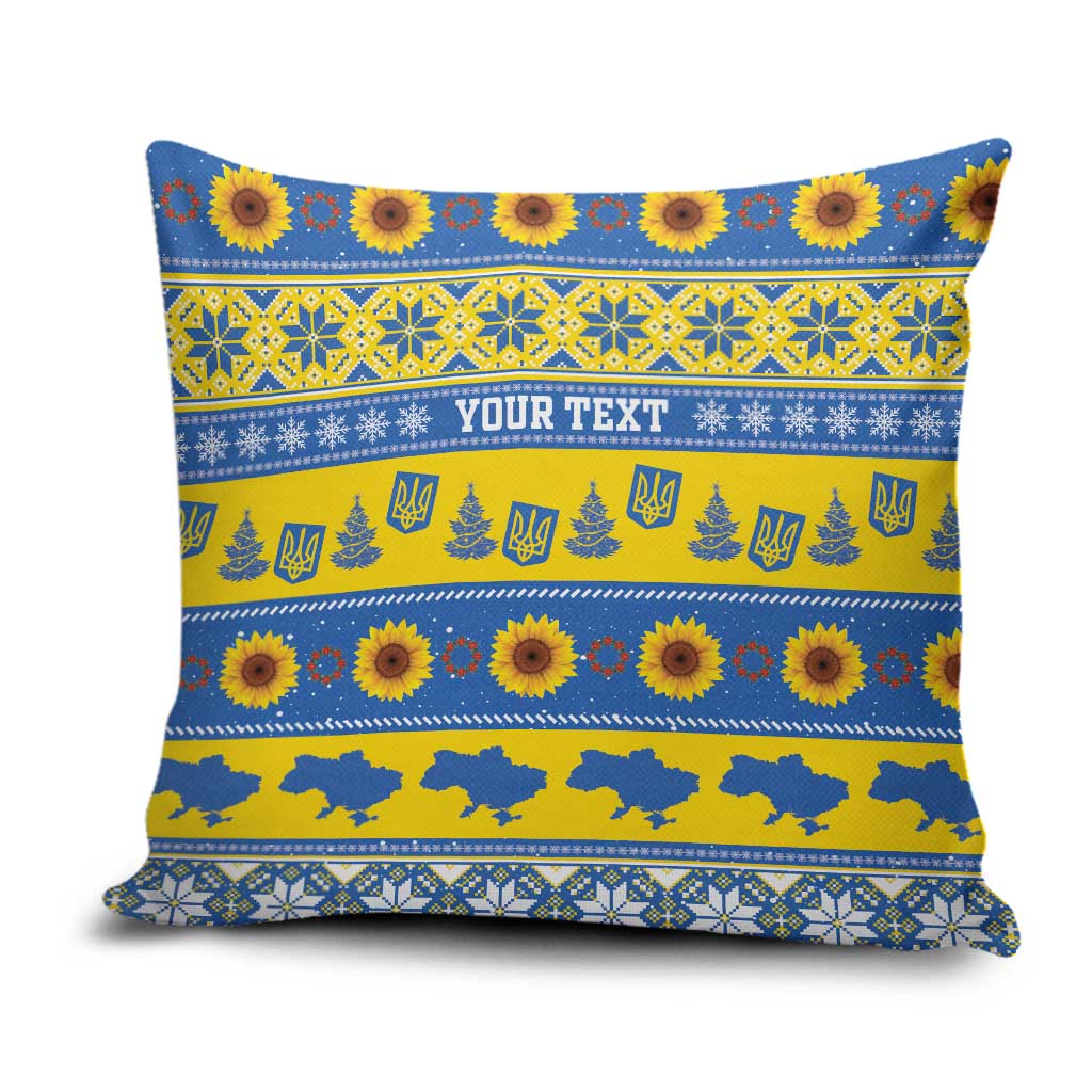 Ukraine Christmas Pillow Cover Tryzub With Map Folk Pattern - Wonder Print Shop