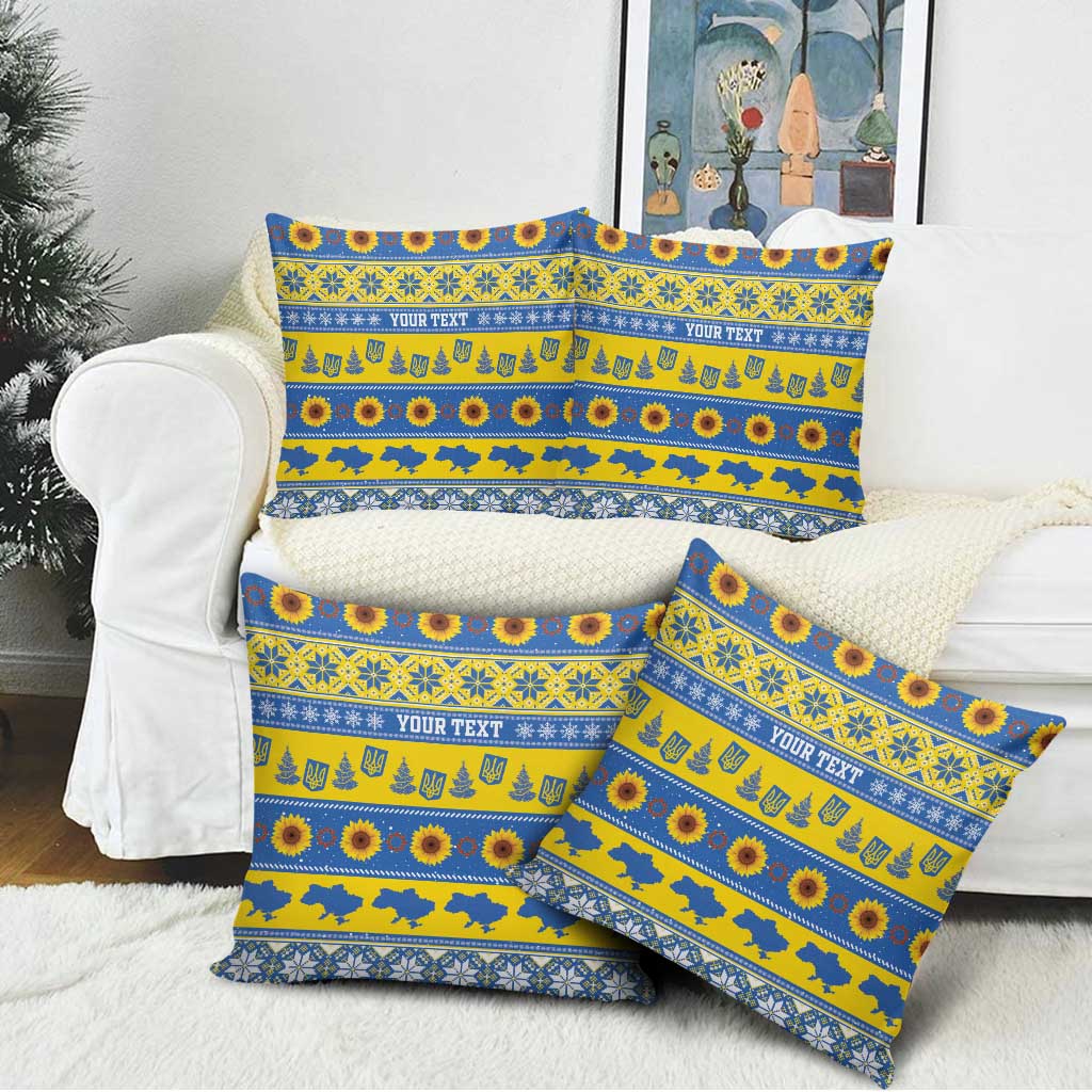 Ukraine Christmas Pillow Cover Tryzub With Map Folk Pattern - Wonder Print Shop