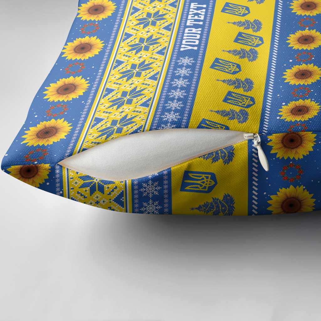 Ukraine Christmas Pillow Cover Tryzub With Map Folk Pattern - Wonder Print Shop