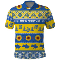 Personalised Ukraine Christmas Polo Shirt Tryzub With Map Folk Pattern - Wonder Print Shop