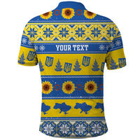 Personalised Ukraine Christmas Polo Shirt Tryzub With Map Folk Pattern - Wonder Print Shop