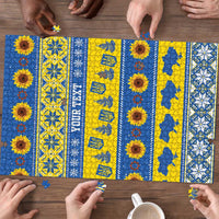 Ukraine Christmas Puzzle Tryzub With Map Folk Pattern - Wonder Print Shop