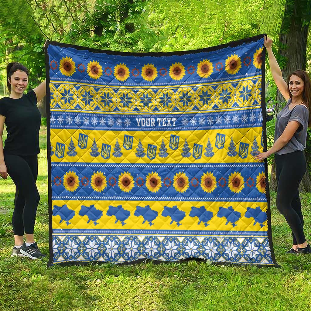 Ukraine Christmas Quilt Tryzub With Map Folk Pattern - Wonder Print Shop