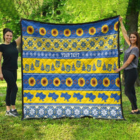 Ukraine Christmas Quilt Tryzub With Map Folk Pattern - Wonder Print Shop