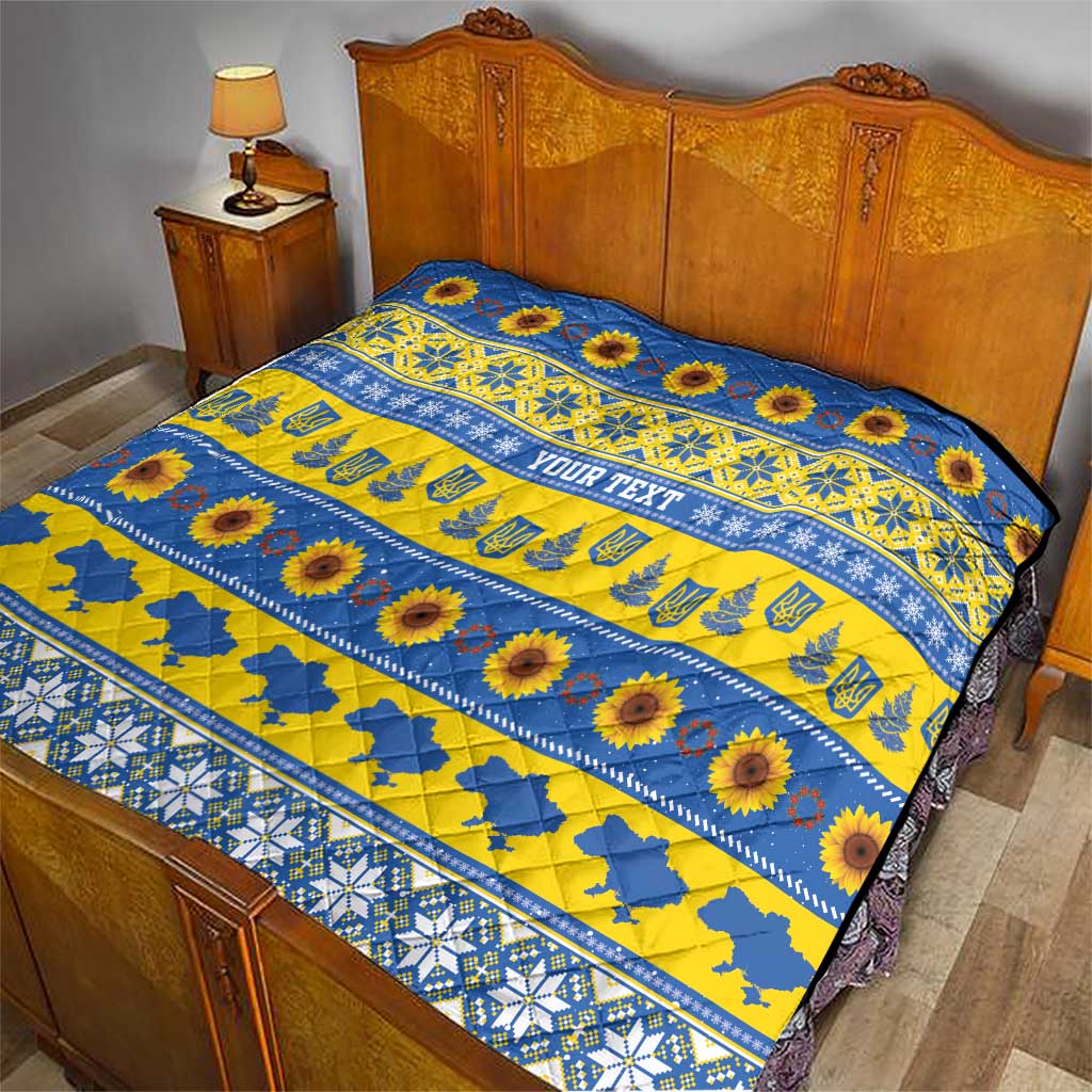 Ukraine Christmas Quilt Tryzub With Map Folk Pattern - Wonder Print Shop