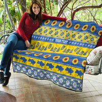 Ukraine Christmas Quilt Tryzub With Map Folk Pattern - Wonder Print Shop