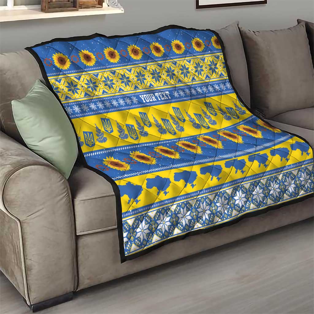 Ukraine Christmas Quilt Tryzub With Map Folk Pattern - Wonder Print Shop