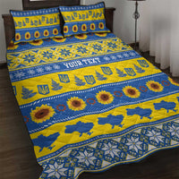 Ukraine Christmas Quilt Bed Set Tryzub With Map Folk Pattern - Wonder Print Shop