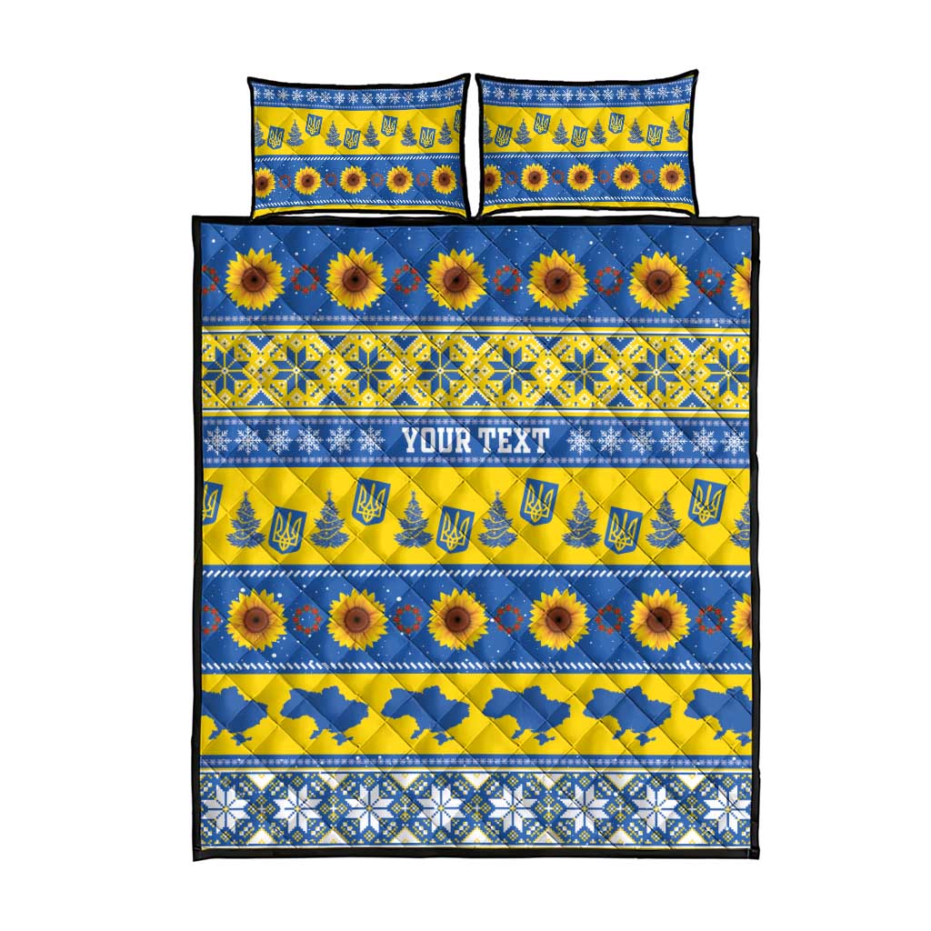 Ukraine Christmas Quilt Bed Set Tryzub With Map Folk Pattern - Wonder Print Shop