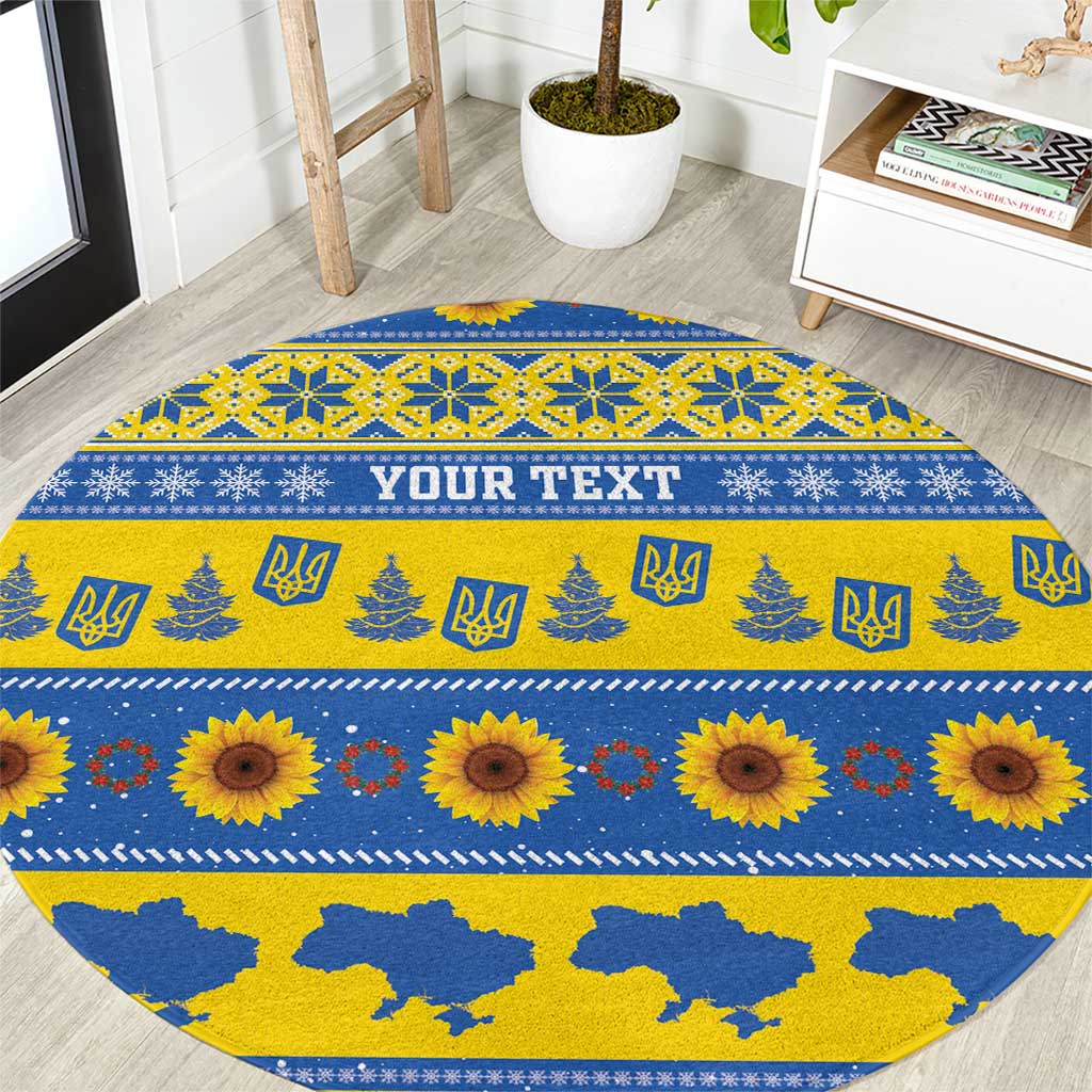 Ukraine Christmas Round Carpet Tryzub With Map Folk Pattern - Wonder Print Shop