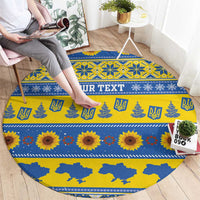 Ukraine Christmas Round Carpet Tryzub With Map Folk Pattern - Wonder Print Shop
