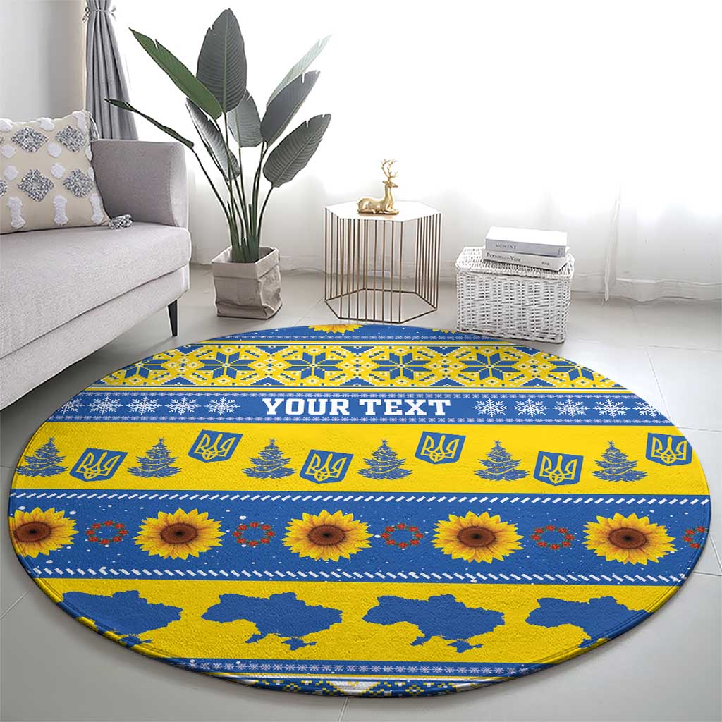 Ukraine Christmas Round Carpet Tryzub With Map Folk Pattern - Wonder Print Shop