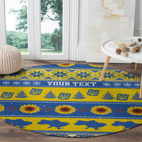 Ukraine Christmas Round Carpet Tryzub With Map Folk Pattern - Wonder Print Shop