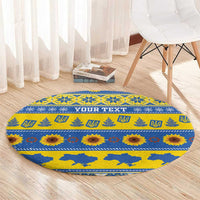 Ukraine Christmas Round Carpet Tryzub With Map Folk Pattern - Wonder Print Shop