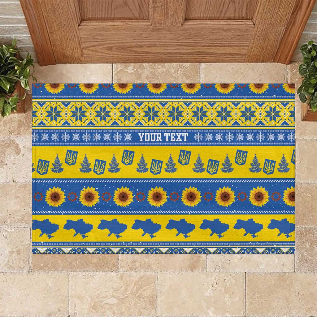 Ukraine Christmas Rubber Doormat Tryzub With Map Folk Pattern - Wonder Print Shop