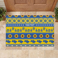 Ukraine Christmas Rubber Doormat Tryzub With Map Folk Pattern - Wonder Print Shop