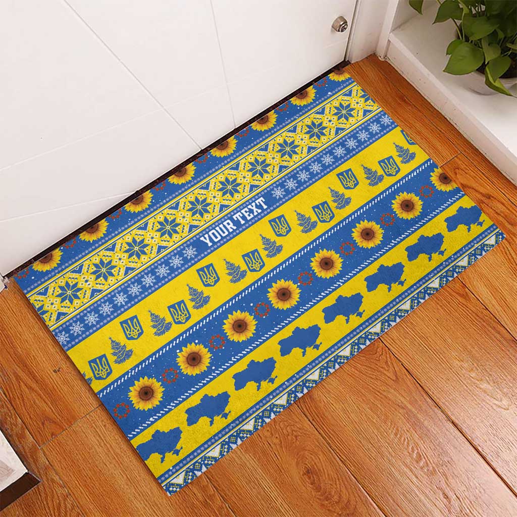 Ukraine Christmas Rubber Doormat Tryzub With Map Folk Pattern - Wonder Print Shop