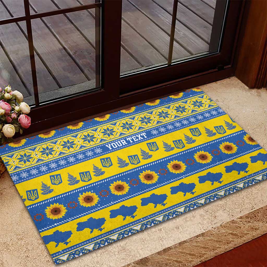 Ukraine Christmas Rubber Doormat Tryzub With Map Folk Pattern - Wonder Print Shop