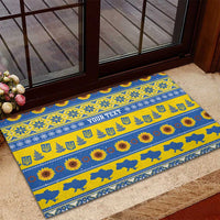 Ukraine Christmas Rubber Doormat Tryzub With Map Folk Pattern - Wonder Print Shop