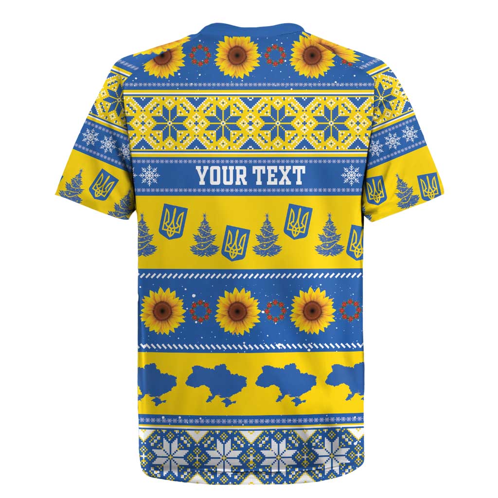 Personalised Ukraine Christmas Rugby Jersey Tryzub With Map Folk Pattern - Wonder Print Shop