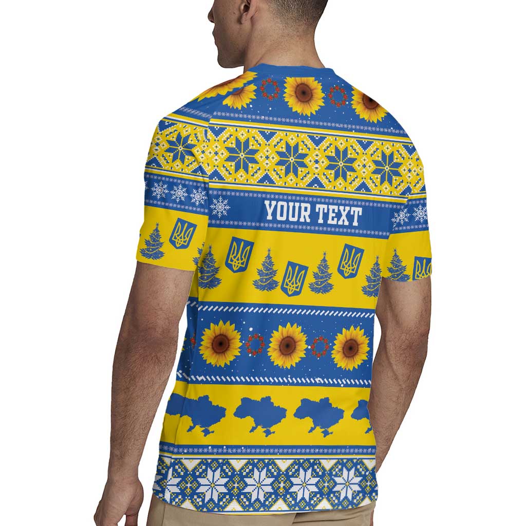 Personalised Ukraine Christmas Rugby Jersey Tryzub With Map Folk Pattern - Wonder Print Shop