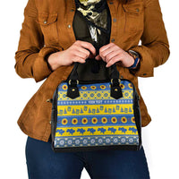 Ukraine Christmas Shoulder Handbag Tryzub With Map Folk Pattern - Wonder Print Shop
