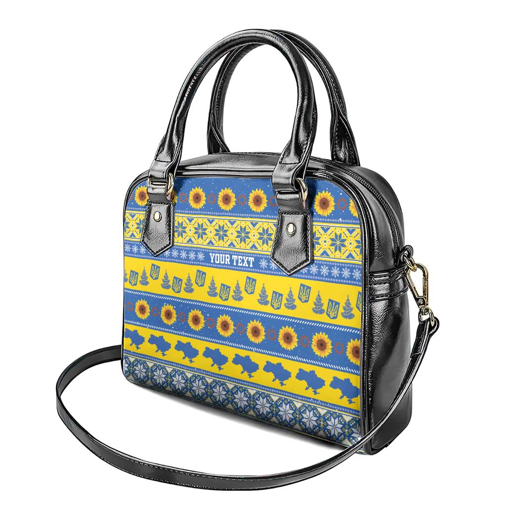 Ukraine Christmas Shoulder Handbag Tryzub With Map Folk Pattern - Wonder Print Shop
