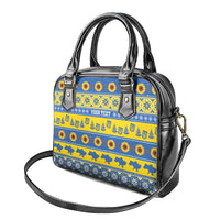 Ukraine Christmas Shoulder Handbag Tryzub With Map Folk Pattern - Wonder Print Shop