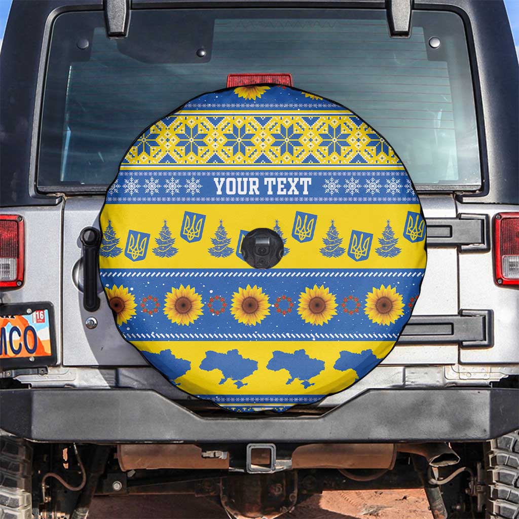 Ukraine Christmas Spare Tire Cover Tryzub With Map Folk Pattern - Wonder Print Shop