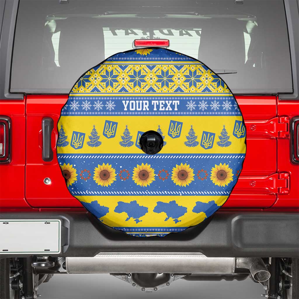 Ukraine Christmas Spare Tire Cover Tryzub With Map Folk Pattern - Wonder Print Shop