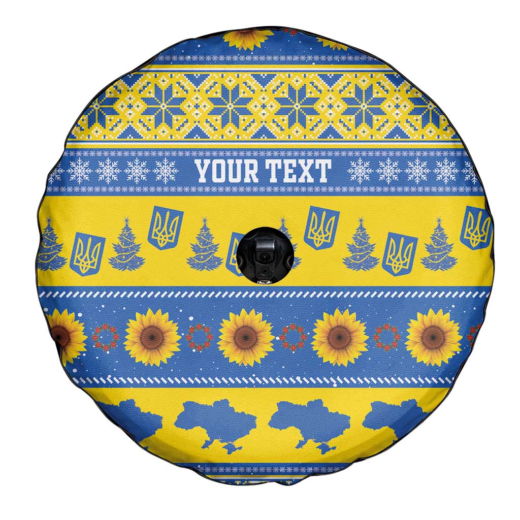 Ukraine Christmas Spare Tire Cover Tryzub With Map Folk Pattern - Wonder Print Shop