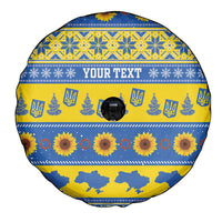 Ukraine Christmas Spare Tire Cover Tryzub With Map Folk Pattern - Wonder Print Shop