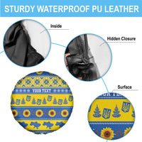 Ukraine Christmas Spare Tire Cover Tryzub With Map Folk Pattern - Wonder Print Shop