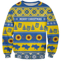 Personalised Ukraine Christmas Sweatshirt Tryzub With Map Folk Pattern - Wonder Print Shop