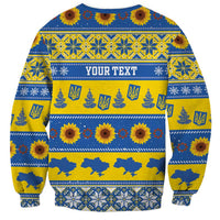 Personalised Ukraine Christmas Sweatshirt Tryzub With Map Folk Pattern - Wonder Print Shop