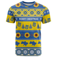 Personalised Ukraine Christmas T Shirt Tryzub With Map Folk Pattern - Wonder Print Shop