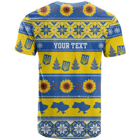 Personalised Ukraine Christmas T Shirt Tryzub With Map Folk Pattern - Wonder Print Shop