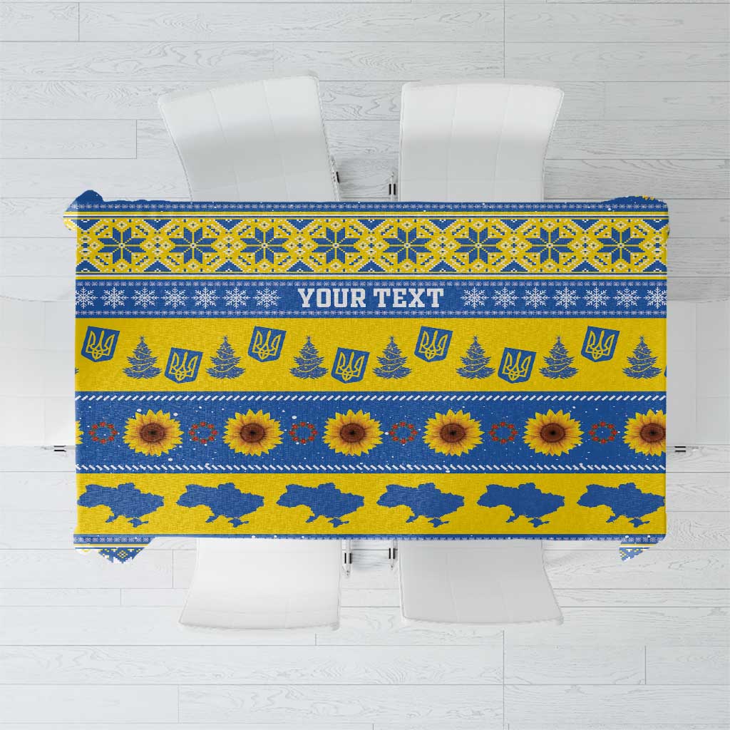 Ukraine Christmas Tablecloth Tryzub With Map Folk Pattern - Wonder Print Shop