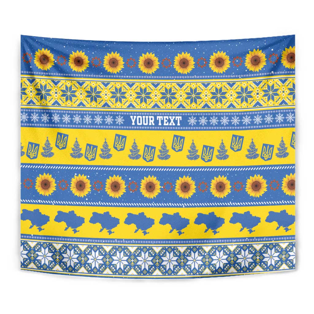 Ukraine Christmas Tapestry Tryzub With Map Folk Pattern - Wonder Print Shop