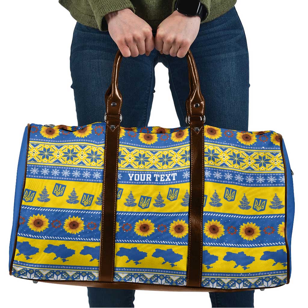 Ukraine Christmas Travel Bag Tryzub With Map Folk Pattern - Wonder Print Shop