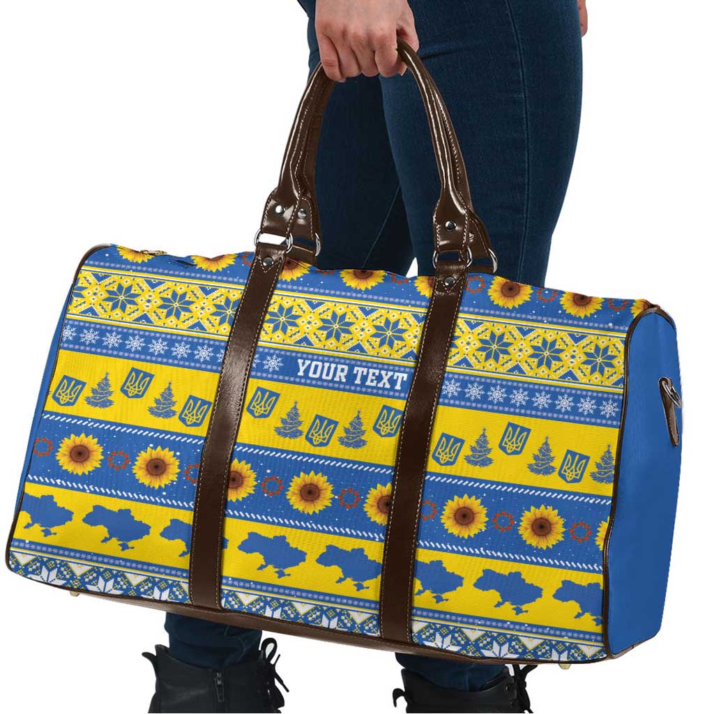 Ukraine Christmas Travel Bag Tryzub With Map Folk Pattern - Wonder Print Shop