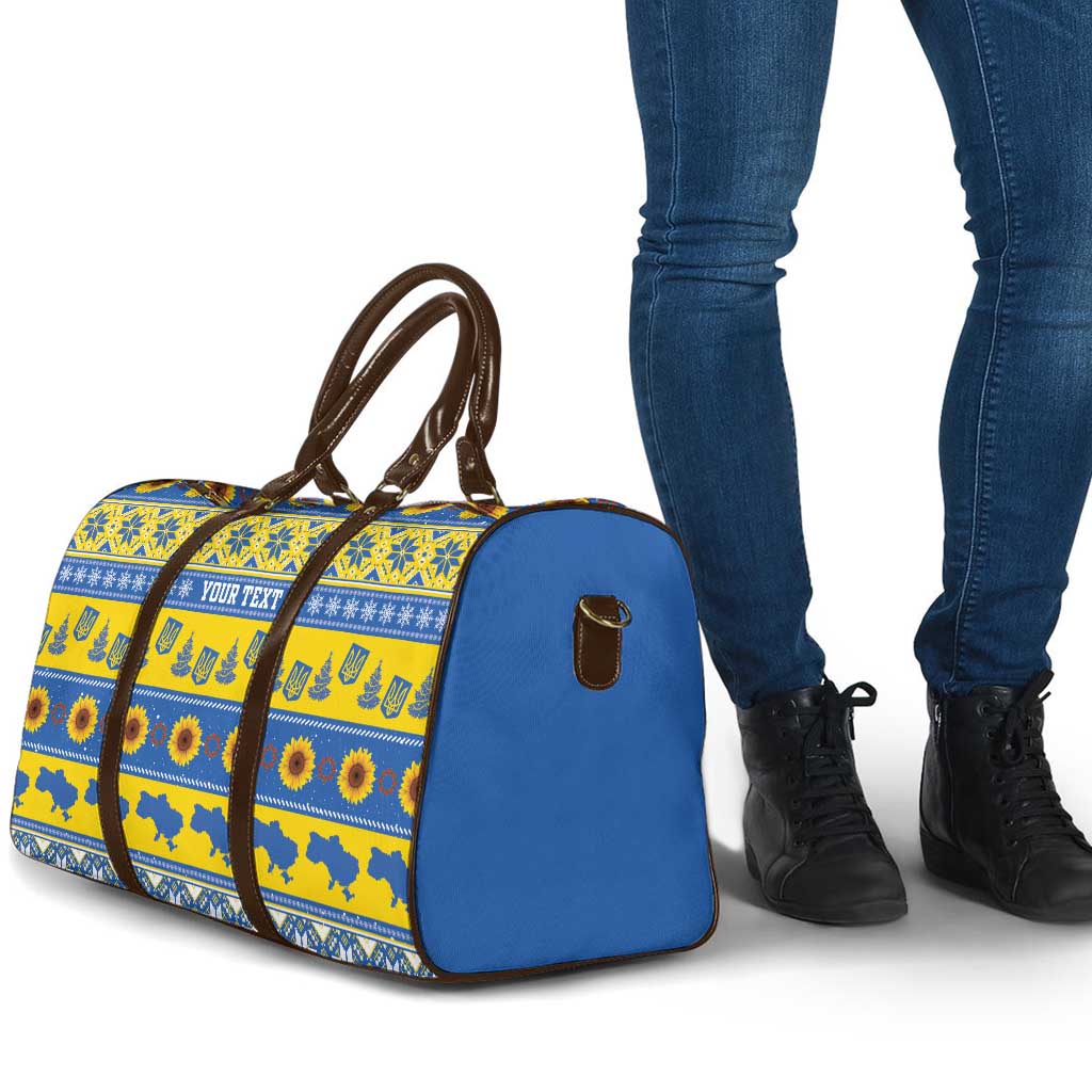 Ukraine Christmas Travel Bag Tryzub With Map Folk Pattern - Wonder Print Shop