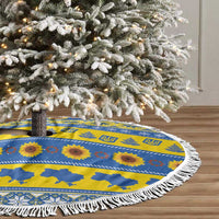 Ukraine Christmas Tree Skirt Tryzub With Map Folk Pattern - Wonder Print Shop