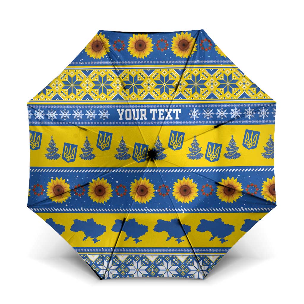 Ukraine Christmas Umbrella Tryzub With Map Folk Pattern - Wonder Print Shop