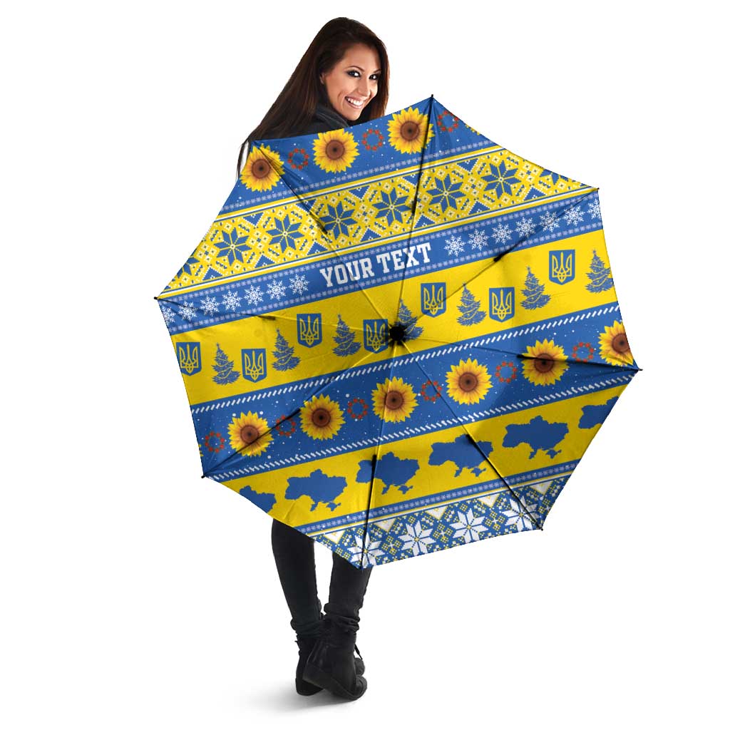Ukraine Christmas Umbrella Tryzub With Map Folk Pattern - Wonder Print Shop