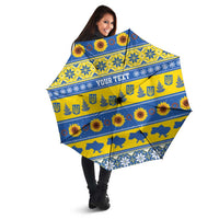 Ukraine Christmas Umbrella Tryzub With Map Folk Pattern - Wonder Print Shop